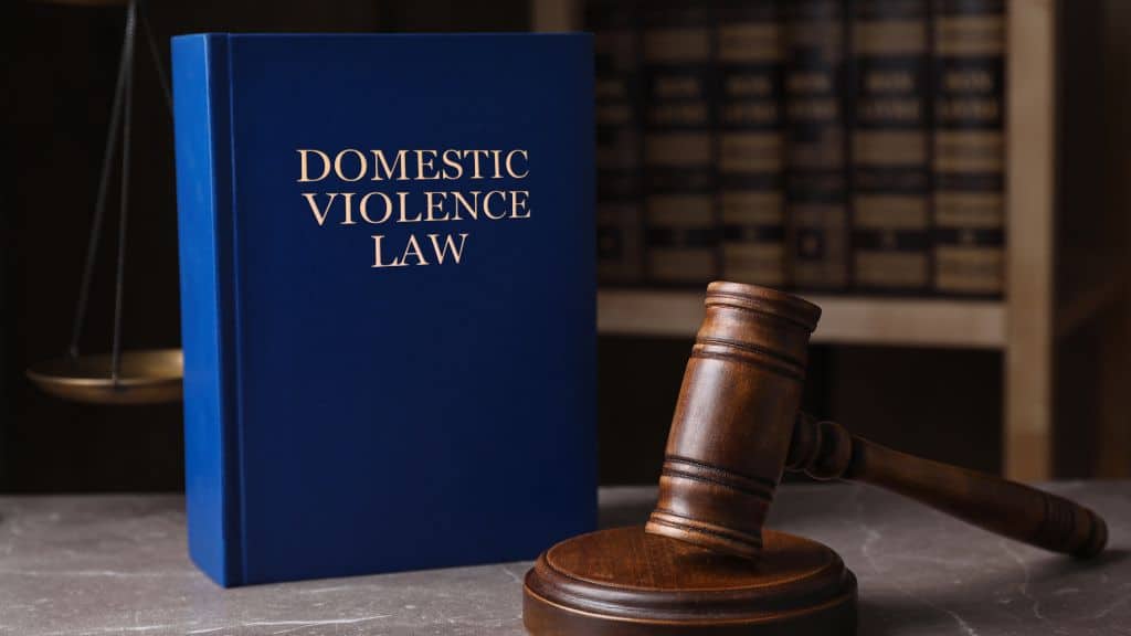 domestic violence image of law book and gavel